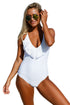 Sexy White Lace Ruffle One Piece Swimsuit